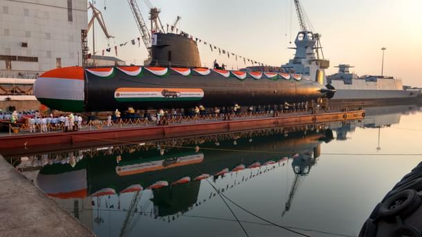 INS Khanderi, second of the Project 75 Scorpene submarines. (Navy/Twitter)